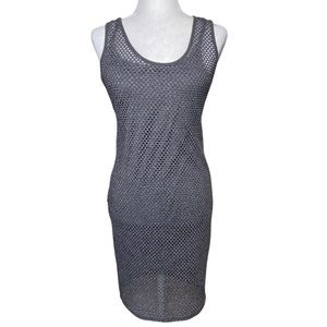 Topshop Layered Mesh Dress Grey Sz 8 Low Back